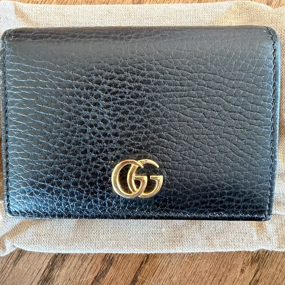 Gucci Handbags - Gucci GG Marmont card case wallet black leather with gold hardware